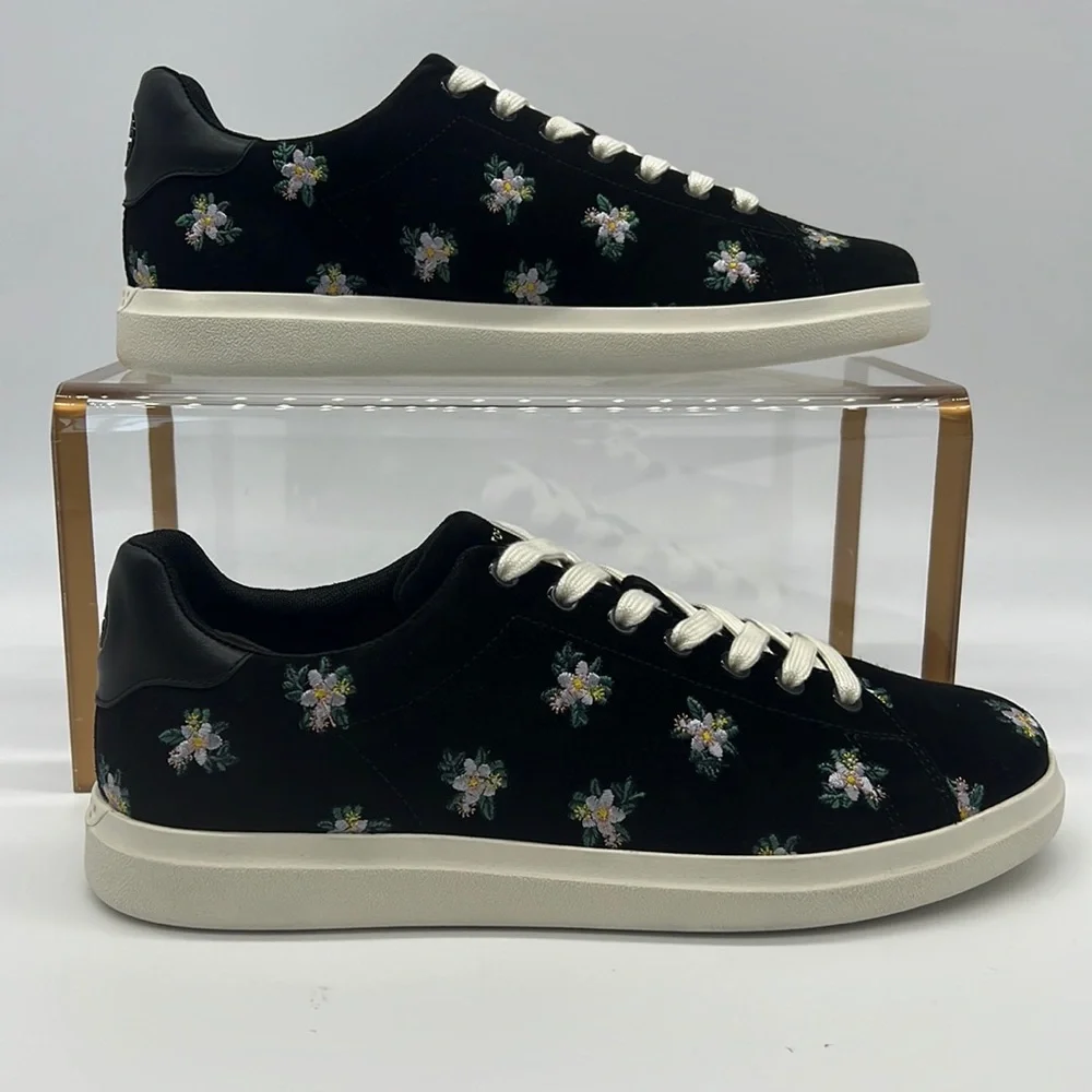 Tory Burch NWB HOWELL COURT SUEDE SNEAKER Color Daybreak Ditsy / Perfect Black